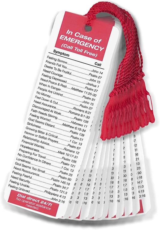 Dicksons in Case of Emergency Bible Verses 2 x 6 Cardstock Tassel Bookmark Pack of 12