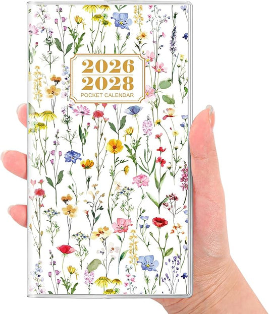 SKYDUE Pocket Calendar 2026-2028, Pocket Monthly Planner Jul 2026 - Dec 2028 for Purse, 6.7" X 3.7" 30-Month Small Planner, Academic Year Calendar, Compact Design with Plastic Sleeve