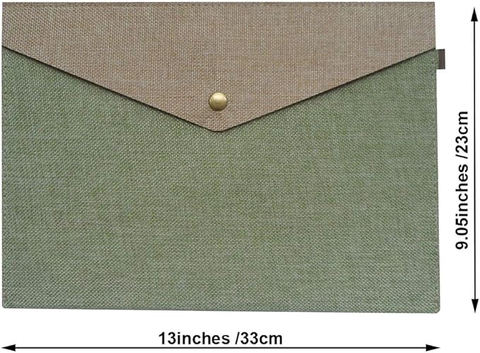 Durable A4 File Folder Document Holder Portfolio Envelope Felt Folder Case with Snap Closure Set of 2 Green