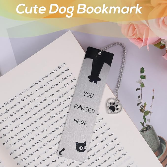 Black Cat Bookmark for Reading Women, Inspirational Funny Cute Metal Book Mark You Pawsed Here Bookish Gifts Reading Marker Accessories for Men Women Book Lovers (Cat Paw 2)