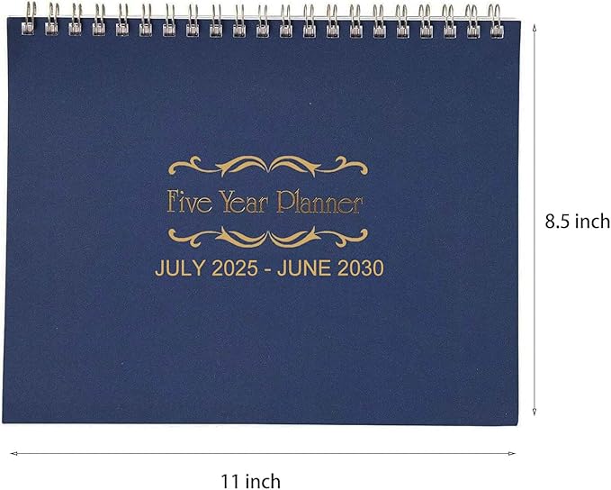 Ritadeshop 5 Year Calendar Planner (Blue, 11 * 8.5" July 2025-June 2030)