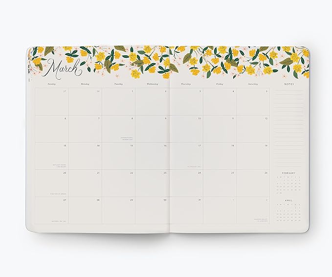 RIFLE PAPER CO. Wildwood 2022 12-Month Monthly Softcover Thread-stitched Planner, January - December, Sections for Monthly Views, Important Dates, and Extra Notes