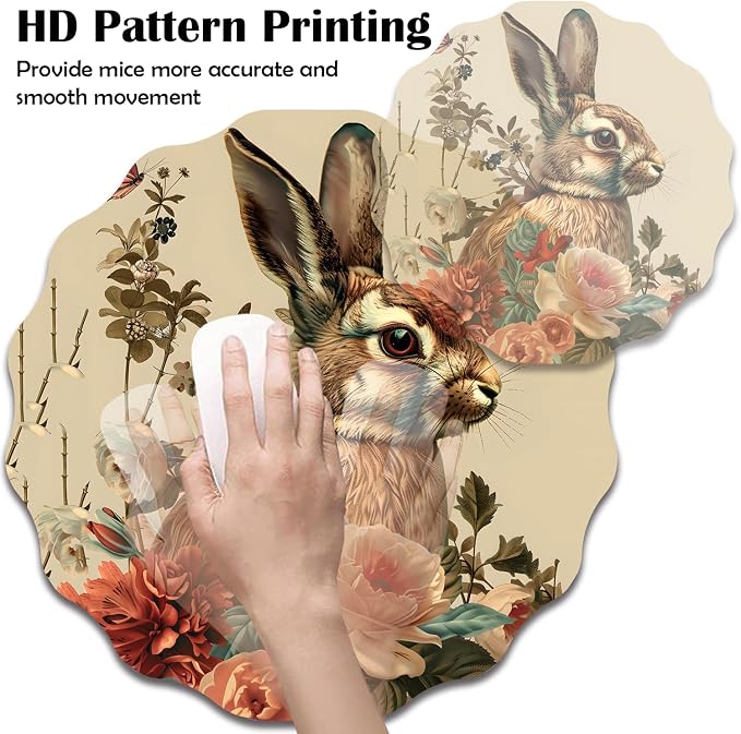 Pen Holder for Desk, PU Leather Multifunctional Desktop Storage Box and Anti-Slip Mouse Pad Set, Makeup Brush Holder Pen Organizer for Office and Home - Rabbit