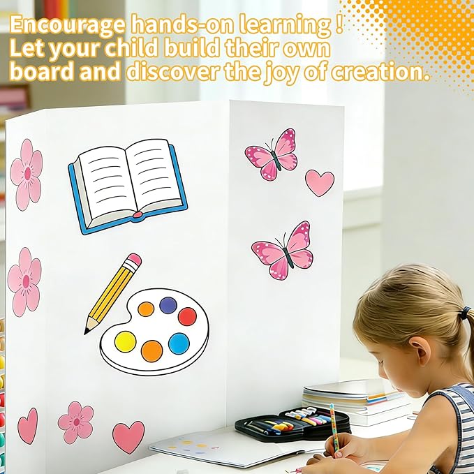 8 Pack Trifold Poster Board 36"x48" - White Foldable Corrugated Display Board, Tri fold Presentation Board, Extra Large Project Boards for School Projects, Science Fair, Graduation Exhibitions