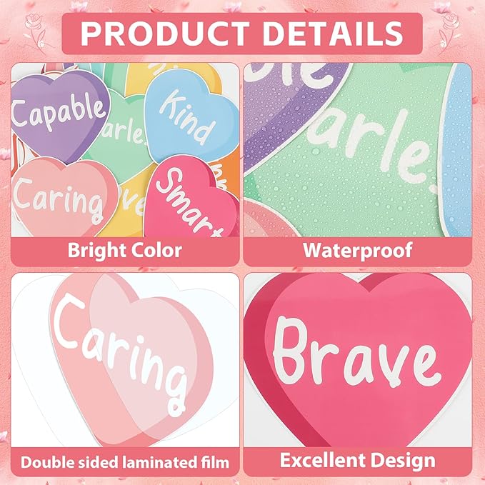 Valentine's Day Bulletin Board Decoration Conversation Hearts Cutouts Candy Heart Bulletin Board Set Valentine's Day Bulletin Board Kit for Classroom Decor School Nursery Chalkboard Office Wall Decor