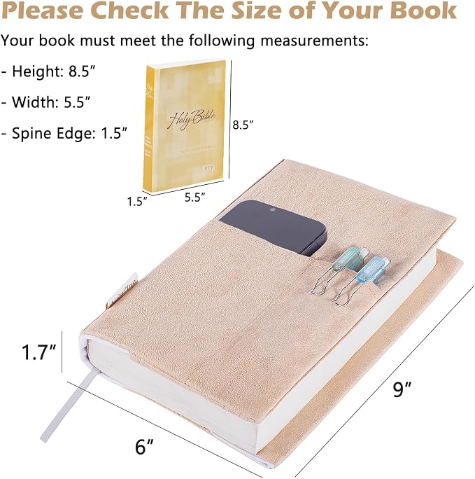 APLUFINE Velvet Book Cover for Paperbacks, Reusable Fabric Book Cover with Pockets, Adjustable Book Protector for Softcover Books, Journals & Bibles