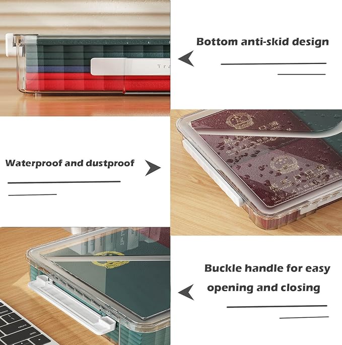 2 Pack Document Storage Clear Plastic Storage Boxes with Lids Stackable Storage Bins Paper Storage Box Containers for Organizing A4 File Paper, Document, Photo, Scrapbook
