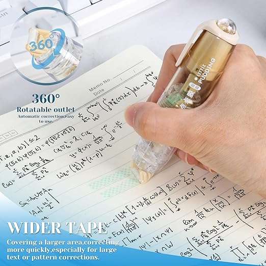 CHGANG Refillable Retractable White Out Correction Tape,3PCS Pen Shaped Whiteout Set with 360°Rotatable Tip,Easy to Use Cute Whiteout Tape for School Office Supplies