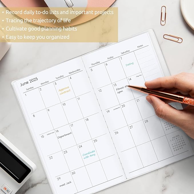KONVINIT Pocket Calendar 2025-2027, Floral 2025-2027 Monthly Planner - 3.7" x 6.7" - Runs from July 2025 Until December 2027, 2026 Pocket Calendar with PVC Cover for Student, Women, Office Supplies