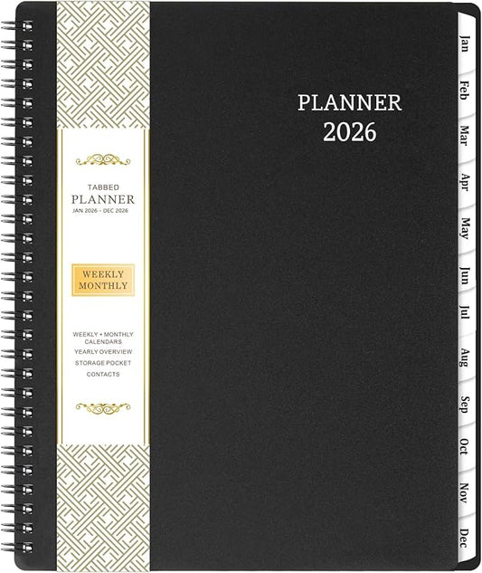 2026 Planner - Calendar Planner 2026, 8" x 10", Jan. 2026 - Dec. 2026, 2026 Planner Weekly & Monthly, Strong Twin-Wire Binding, 12 Monthly Tabs, Improving Your Time Management Skill