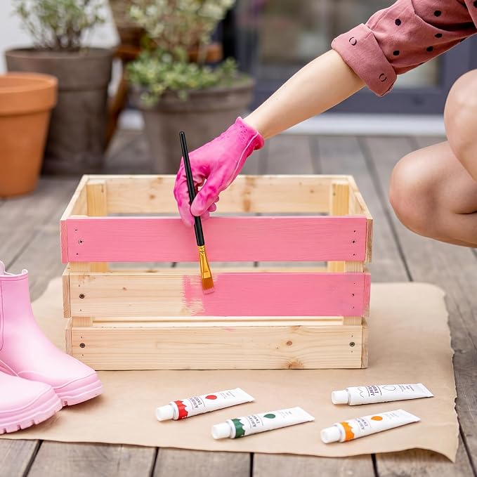 Huwena 2 Pack DIY Bikini Box Kit- DIY Painting Bikini Bin, 16 * 12 * 8in Wooden Crates with Shells, Paint for Crafts Assembly Summer Pool Basket for Hawaiian Tropical Beach Storage(2 Pack)