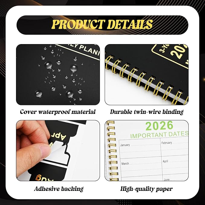 2026-2028 Monthly Planner, 3 Year Calendar from Jan 2026 to Dec 2028, 5.9" x 8.5" Spiral Bound Academic School Planner with DIY Monthly Tabs, Notes Pages Holiday Markers Organizer