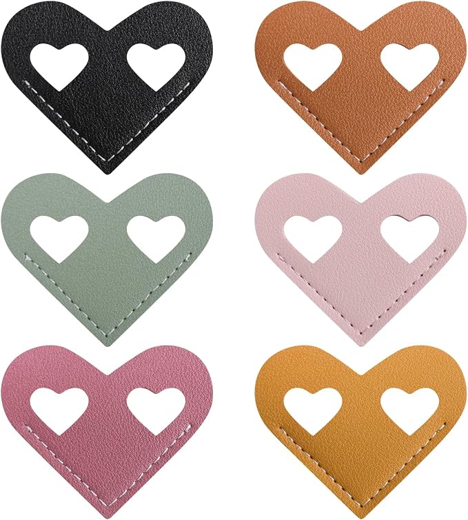 Leather Bookmarks, Wayzton Cute Double Hollow Heart Corner Bookmark, Personalized Book Accessories Gifts for Reading Women Kids Lovers
