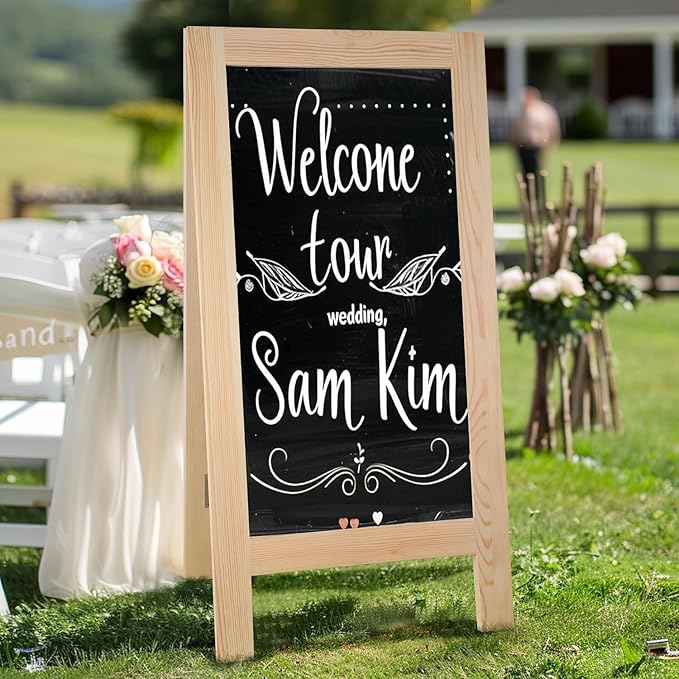 20x40 Inch Chalk Board Sign, Chalkboard Signs, A Frame Menu Easel, Sandwich Outdoor Large Standing Blackboard, Business for Outside Businesses Sidewalk - Pizarras Pizarrones Negocios