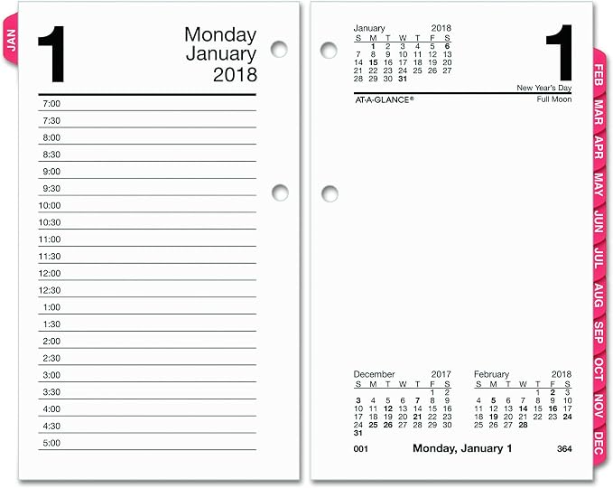 AT-A-GLANCE E717T50 Desk Calendar Refill with Tabs, 3 1/2 x 6, White, 2016