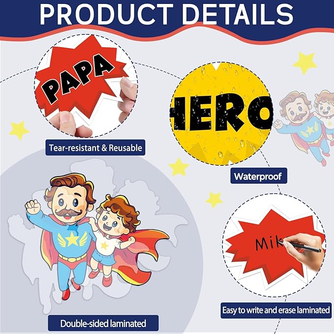 Happy Father's Day Bulletin Board Set Super Dad Themed Classroom Decorations Super Pa Pa Hero Cityscape Cutouts for Fathers Day School Office Wall Door Decor Chalkboard Supplies