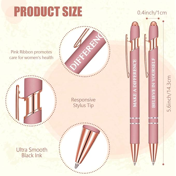 Zonon 12 Pcs Inspirational Pens Gift Set Funny Ballpoint Pen with Stylus Tip Motivational Graduation Gifts Bulk for Teacher Coworkers Nurse School Office Supplies(Rose Gold,Boss Lady)