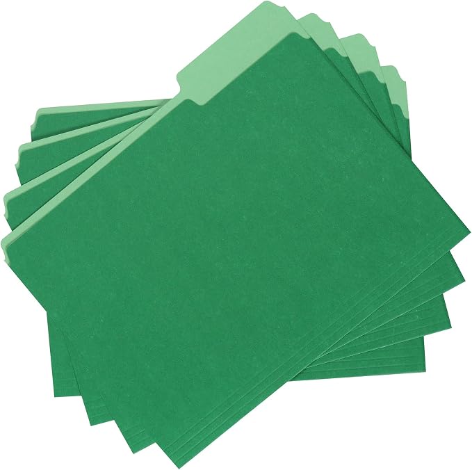 Amazon Basics File Folders for Organization,Letter Size,1/3 Cut Tab,Bright Green,(Pack of 360)