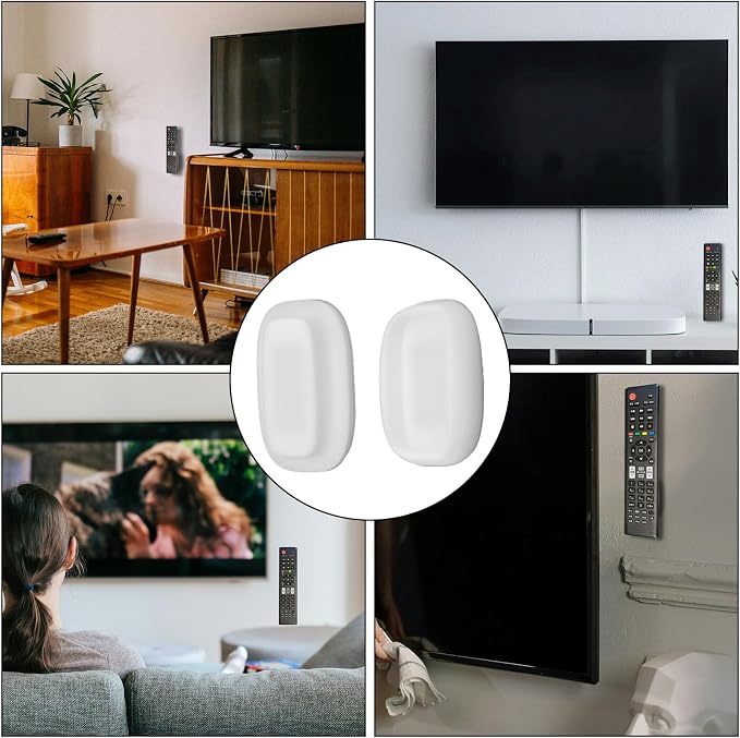 Penitue 4pcs Magnetic Remote Control Holder, Wall Mount Stronger Magnetic Silicone TV Remote Holder No-Drill Self-Adhesive Storage Caddy Rack for Home Bedroom (White)