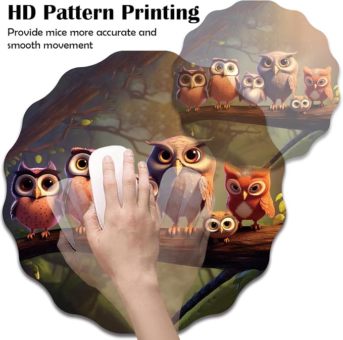 Pen Holder for Desk, PU Leather Multifunctional Desktop Storage Box and Anti-Slip Mouse Pad Set, Makeup Brush Holder Pen Organizer for Office and Home - Cute Owl