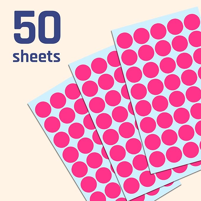2000 Pack, 3/4" Round Dot Stickers Circle Labels - Pink