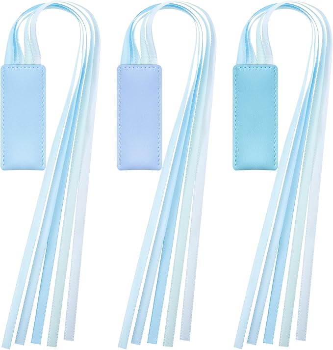 Outus 3 Pieces Bible Ribbon Bookmark Markers Artificial Leather Bookmark with Ribbons for Books Office(Stylish,Blue)