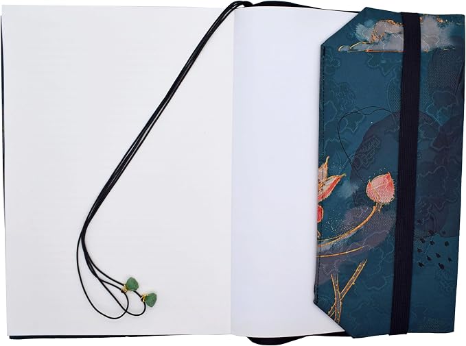 BLBMH 10x7 Book Cover | Handmade Non-Stretch Fabric Bible Cover with Bookmark | Washable Large Hardcover Paperback Protector | Privacy Reading Gift for Women - Lotus