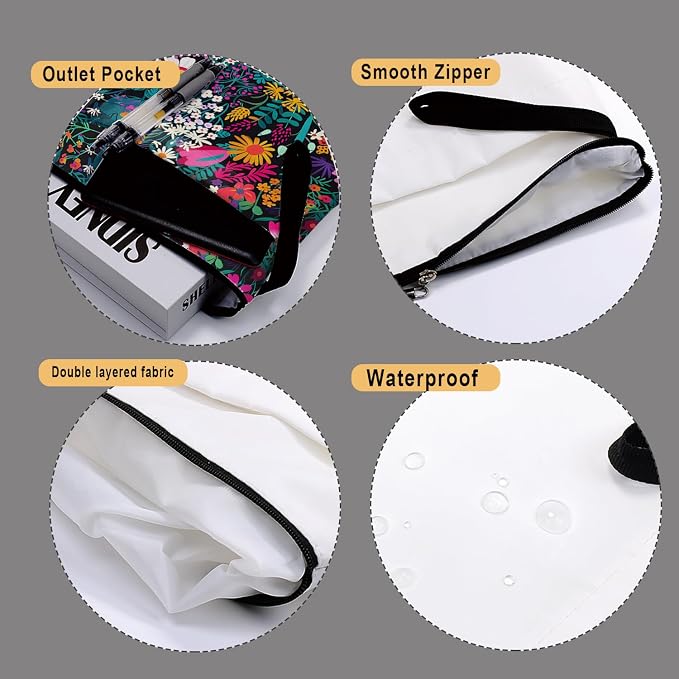Flower Pattern Book Sleeve,Book Lovers Gifts Waterproof Book Cover for paperbacks with Zipper and Front Pocket Book Pouch for Women Teacher Birthday Graduation Christmas Gifts (Wildflower1604)