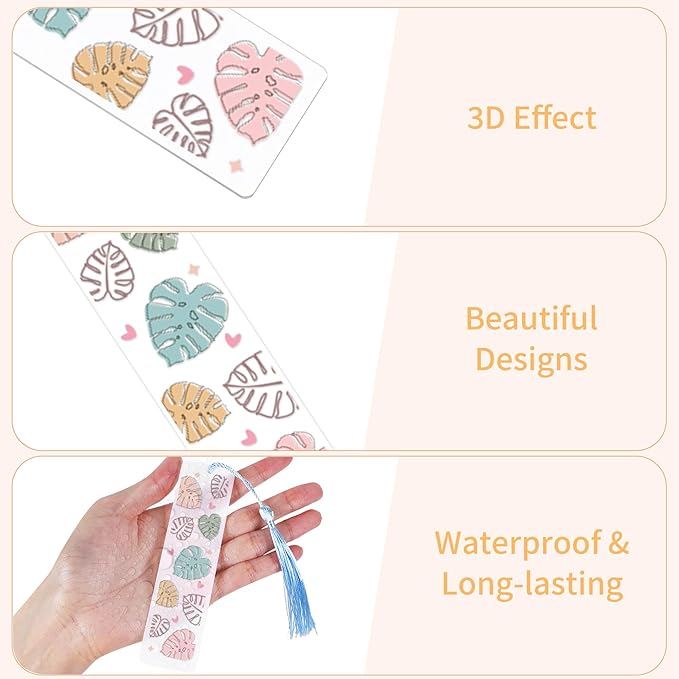 CRASHOT UV DTF Bookmark Wraps - 24 Sheets Boho Acrylic Bookmark Blanks Sticker, Rainbow UV DTF Transfer Stickers, Bee Butterfly Cactus Design for Bookworm DIY Project