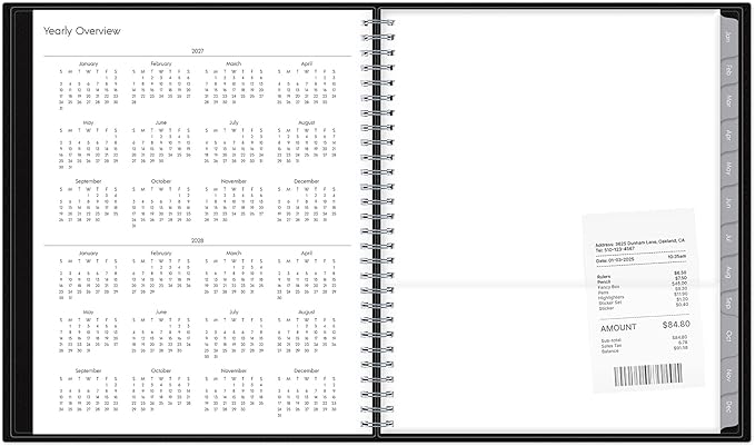 Blue Sky 2027 15-Month Monthly Planner Calendar, October 2026 - December 2027, 8” x 10”, Durable Faux Leather Cover, Laminated Tabs, Concealed Wirebound, Storage Pocket, Enterprise
