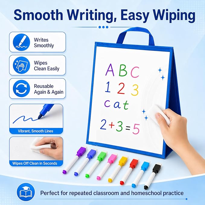 Tabletop Whiteboard Dry Erase Easel Foldable Portable Standing Whiteboard Dry Erase Board Magnetic for Teachers Office Teaching Supplies
