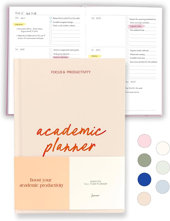 Lamare Academic Planner 2026 College Essentials – Undated Weekly College Student Planner for Homeschool, High School, College & Nursing Students