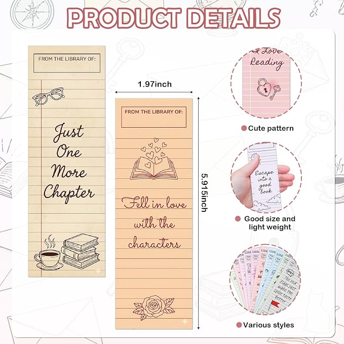 120 Pcs Vintage Library Card Paper Bookmarks, Inspirational Quotes Double Side Bookmarks Bulk for Women Man, Retro Library Page Marks for Reading Lovers Bookish Accessories Gifts