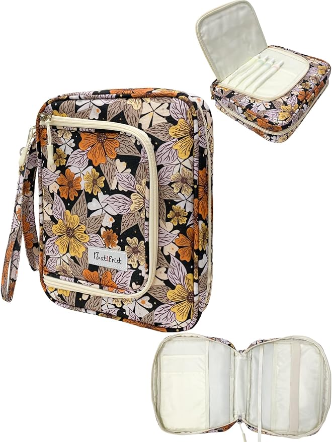 Bible Cover Case for Women,Church Study Book Bible Bag,Bible Carrying Case with Pockets for Bible Accessories, Bible Book Cover with Zipper Christian Gifts fits Bible Size Up to 9.5"x8"x2" Floral#1