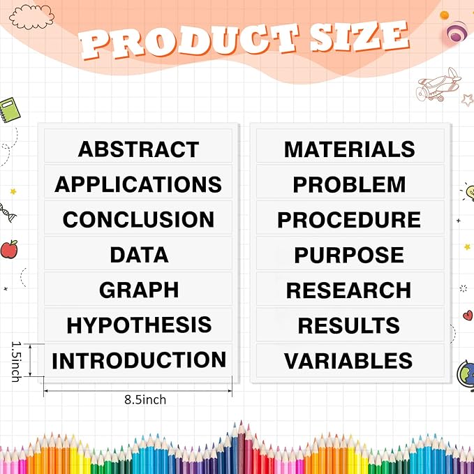 Lewtemi 14 Sheets Science Fair Board Supplies Self Adhesive Presentation Subtitles 2 Sheets Edge Self Adhesive Paper Poster Board Letters Presentation Paper for School Office Supplies(Black)