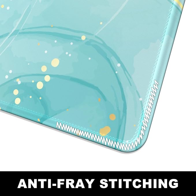 BOSOBO Desk Pad, XXL Gaming Mouse Mat, Desktop Full Cover, Art Gold Teal Marble