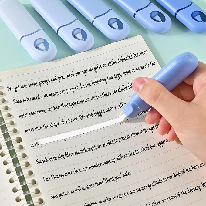 Temiary 12Pcs Cute White Smooth Pull Out Tape, Easy to Use White Correction Pens, 1/5 x 236in Smooth Writing & Aesthetic Office School Supplies (Blue)