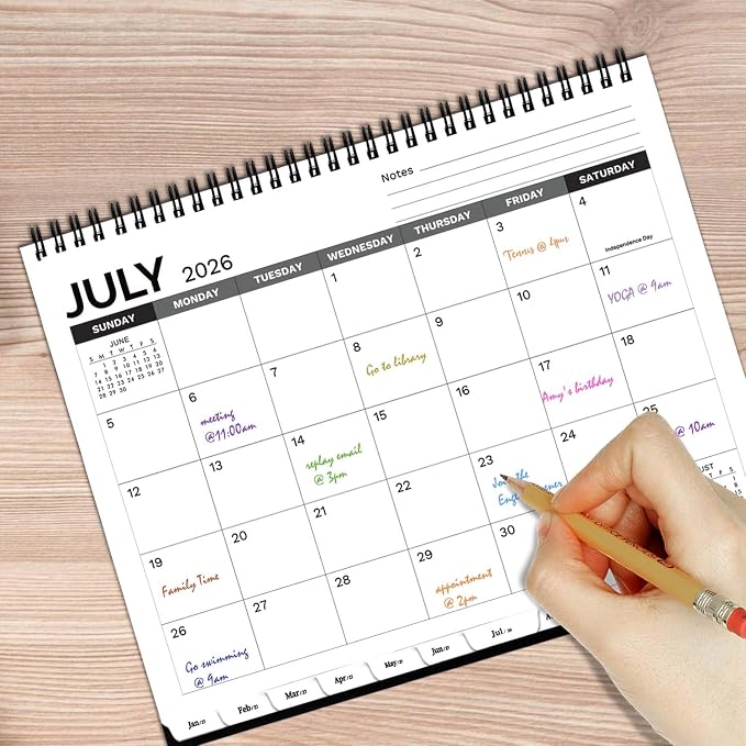 2026-2031 Monthly Planner - 5 Year Planner/Calendar 2026-2031, Jul 2026 - Jun 2031, 9" x 11", Tabs, 60 Months Flip Calendar, Spiral Bound Top, Black