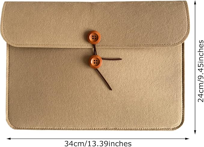 A4 Document Holder Felt File Folder Paper Portfolio Case Letter Envelope Folders with String Tie Closure (2, Brown&Khaki)