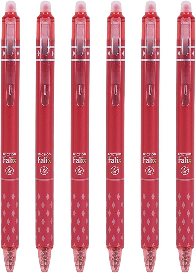 MOZXIRZ 6 Pcs Erasable Gel Ink Pens Retractable Pens 0.5mm Fine Point Red Ink Smooth Writing Erasable Pen for Women Men Girls Boys Office School Supplies (6Pcs Red Ink)