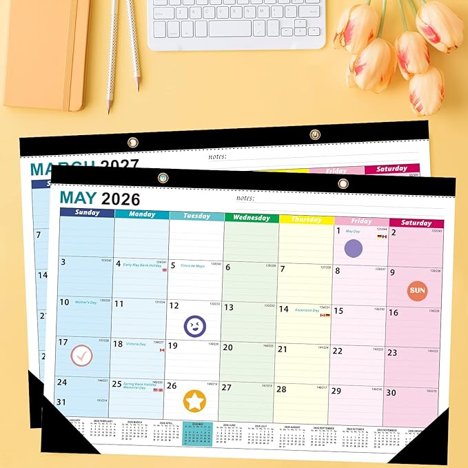 2026 Desk Calendar, AgePlace Wall Calendar 2026-2027 Covers January 2026 to June 2027, 17" X 12" Large Size With Holidays, Desktop Monthly Calendar for Home Classroom School & Office Or teacher Gifts