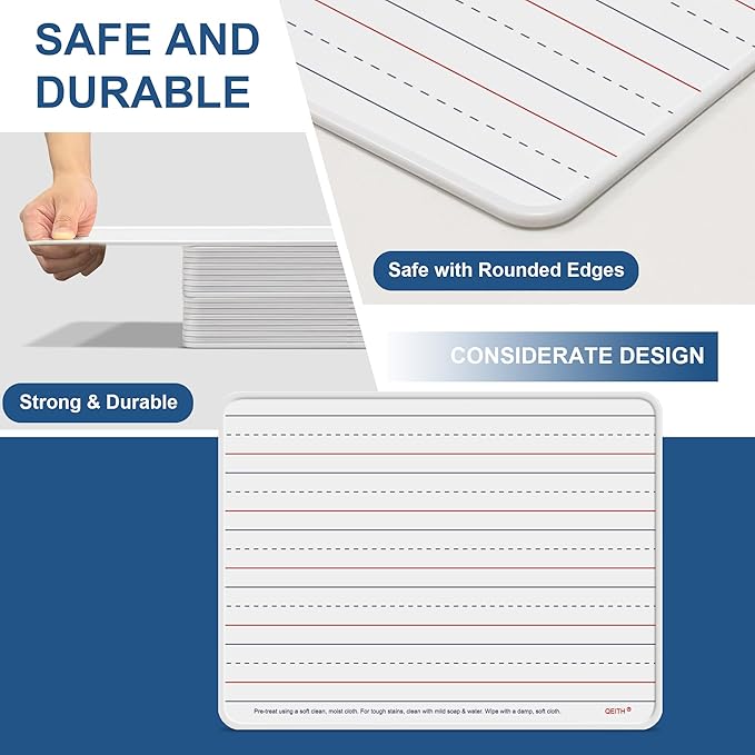 Magnetic Dry Erase Boards, 12 Pack 9”x12” Double Sided Portable Personal Small Whiteboards with Lines, Include 12 Markers, 12 Erasers, 12X52 Foam Letters for Kids, Students, Teachers Classroom School