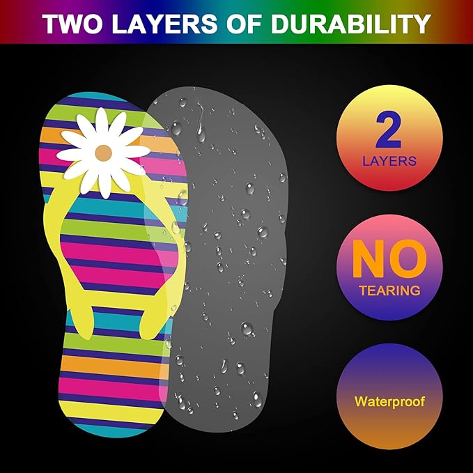 Tenare 60 Pieces Flip-Flop Accents Colorful Flip-Flop Cutouts Summer Bulletin Board Wall Decor Hawaiian Party Cutouts with Glue Point Dots for Classroom Party Decor