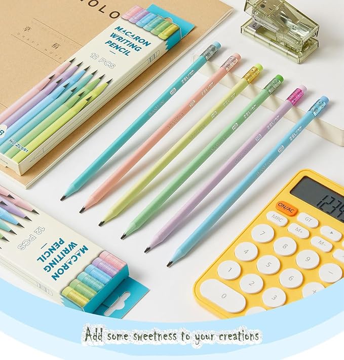 24Pcs Lead Pencil #2 HB Pre-sharpened Pastel Color Number 2 Wooden Pencil with Erasers Writing Drawing for School Company Office Stationery Gift