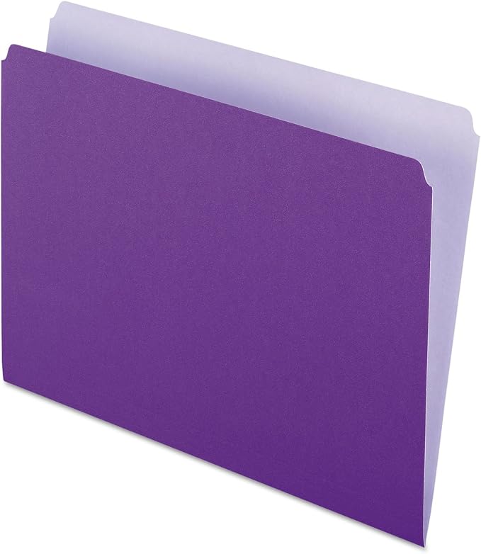 Pendaflex Two-Tone Color File Folders, Letter Size, Lavender, Straight Cut, 100/BX (152 LAV)