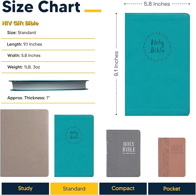 Personalized NIV Thinline Holy Bible Medium Print Size | Includes Engraved Name on Lower Right Corner of Faux Leather Cover | Custom Gift for Christian & Religious Celebrations | Teal