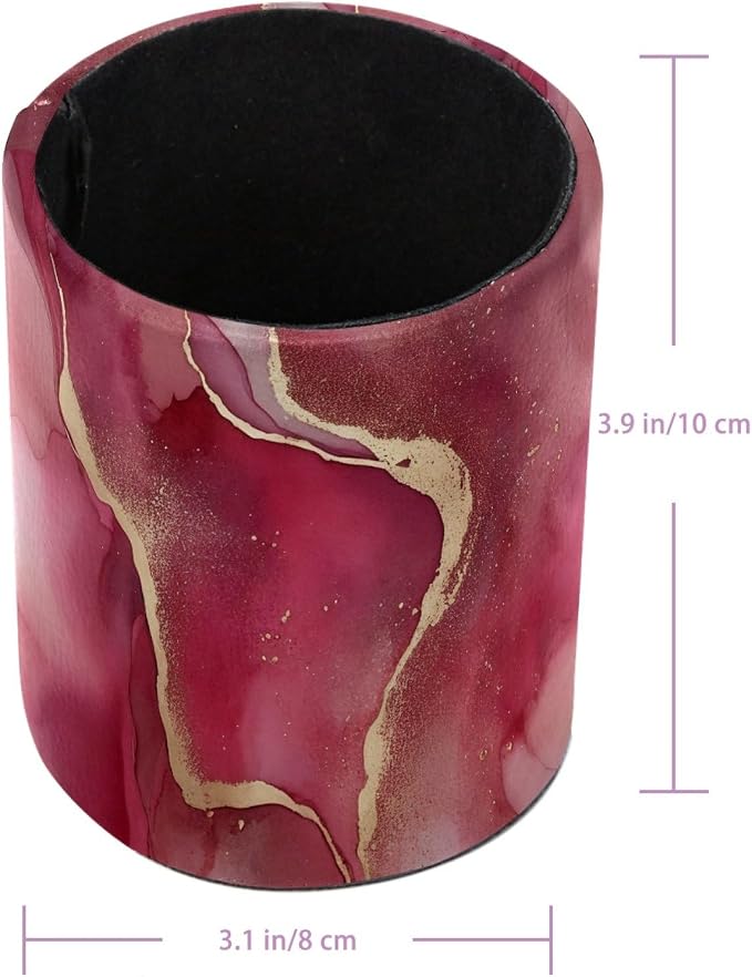 Pink Marble Pen Holder Pencil Organizer Cute Pencil Cup Desk Decor Makeup Brush Holder PU Multifunctional Office Supplies for Home Classroom School