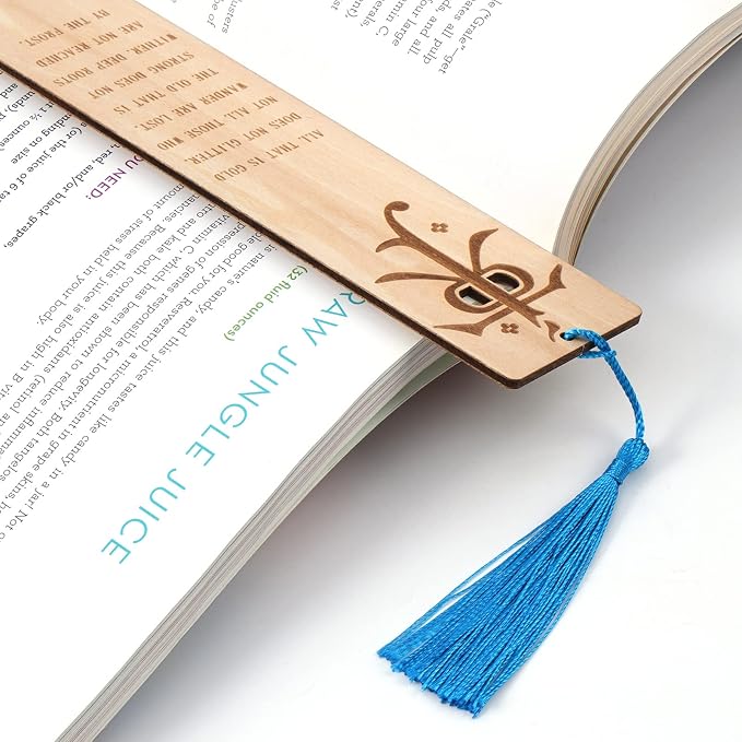 5 Pieces LOTRS Bookmark for Men & Women, Lord of Rings Themed Hobbits Bookmarks Set with Silk Tassel, Wooden Book Markers for Reading (Ideal for Gift)