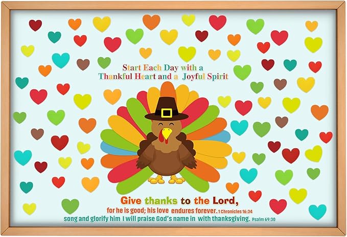 103 Pcs Thanksgiving Turkey Classroom Bulletin Board Decorations Set Give Thanks to The Lord Christian Bulletin Board Turkey Cutouts Craft for Fall Autumn Harvest Religious Classroom Wall Decor
