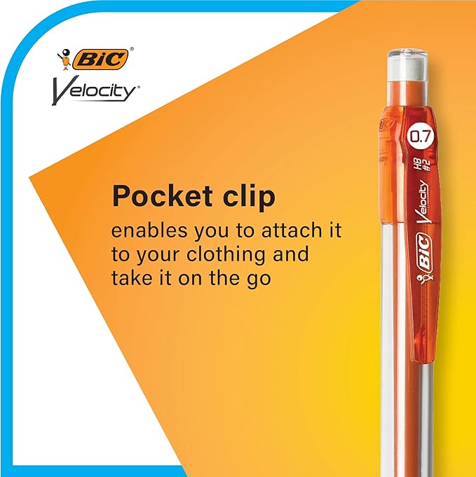 BIC Velocity Original Mechanical Pencil, Medium Point (0.7mm), Smooth Dark Writing, 2-Count (Pack of 2)